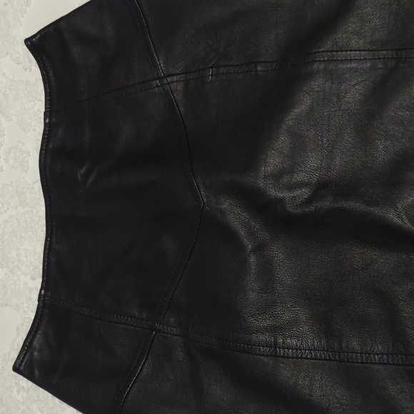 LNR Black Leather Mini Skirt Lined Size 8 Y2K Vintage - Picture 2 of 9